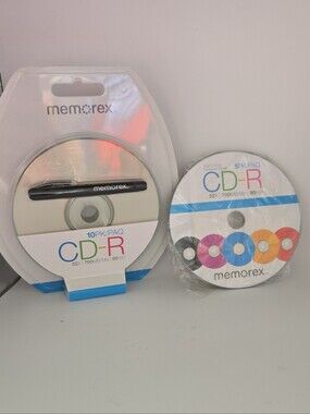 Memorex CD-R 10-Pack Spindle - White Printable Discs Plus 4 Color Loose Cd-R
